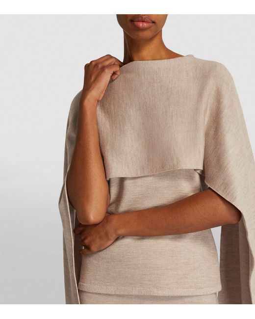 Magda Butrym Natural Wool-silk-cashmere Draped-sleeve Top