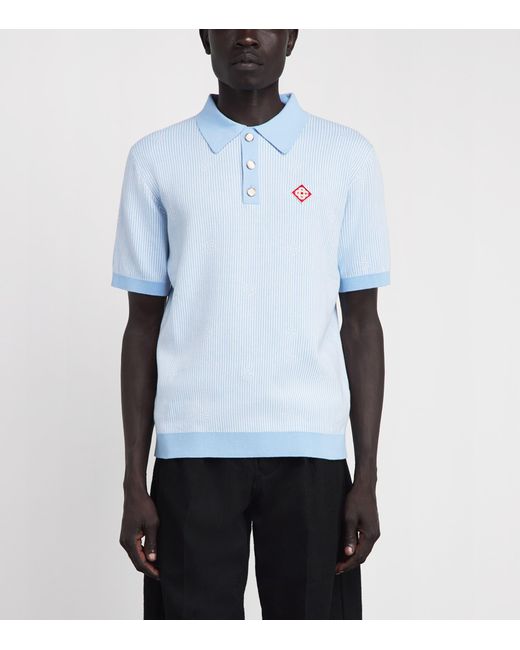Casablanca Blue Cotton Pinstripe Polo Shirt for men
