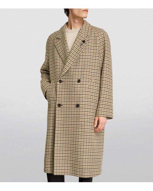 Lardini Natural Checked Overcoat for men