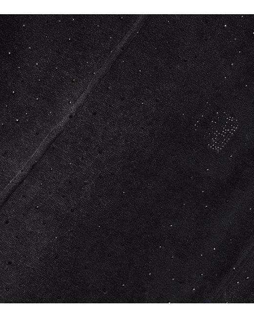Alexander Wang Black Velour Rhinestone Hotfix Sweatpants