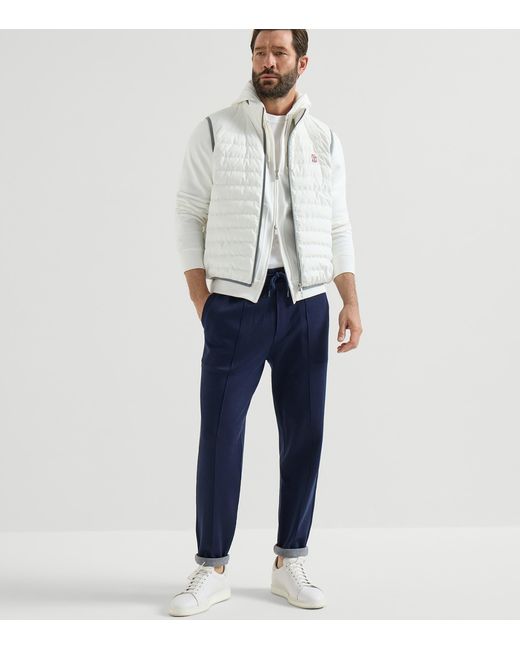 Brunello Cucinelli Blue Cotton-Blend French Terry Sweatpants for men