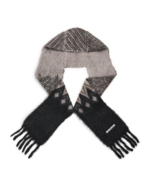 Acne Gray Mohair-Wool Hooded Scarf