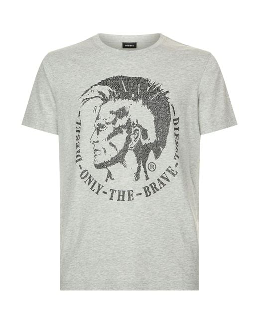 DIESEL Gray Mohawk Print T-shirt for men