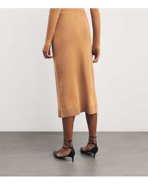 Victoria Beckham Brown Button-Detail Midi Skirt