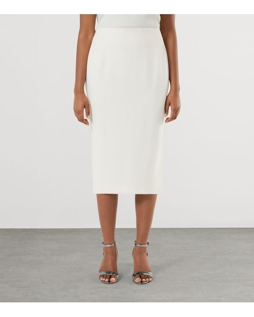 Marina Rinaldi White Cady Midi Pencil Skirt