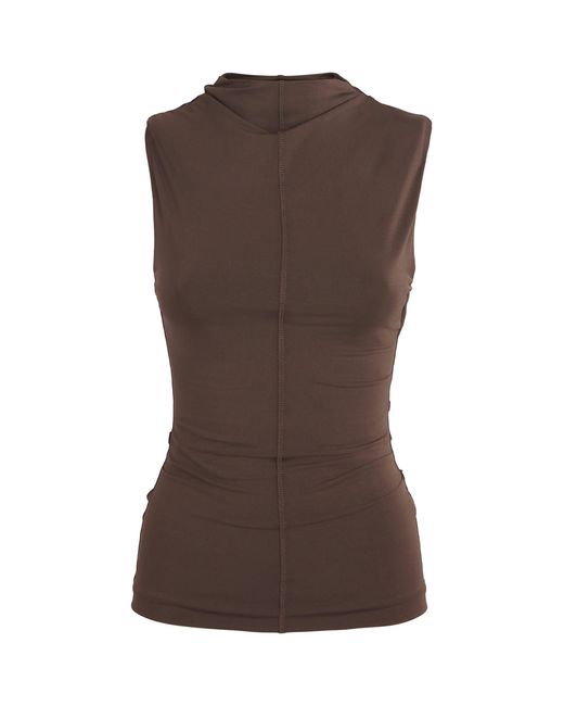 Sir Brown Sleeveless High Neck Top