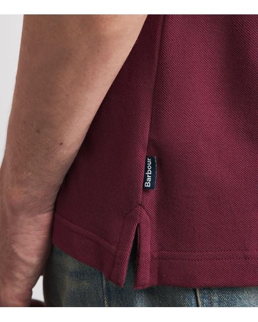 Barbour Red Cotton Lunan Polo Shirt for men