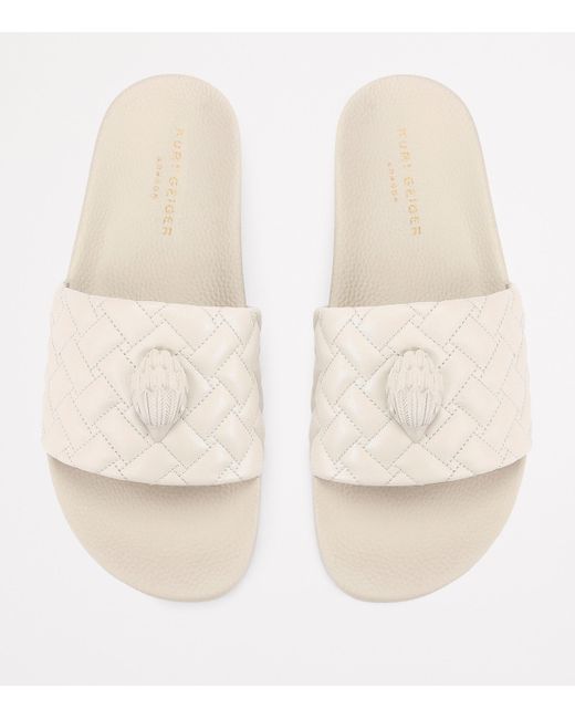 Kurt Geiger White Quilted Meena Eagle Slides for men