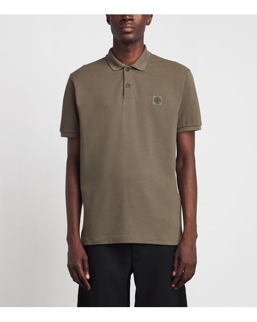 Stone Island Green Organic Cotton Ghost Polo Shirt for men