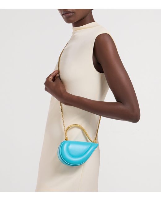BVLGARI Blue Mini Leather Serpenti Cuoricino Top-Handle Bag