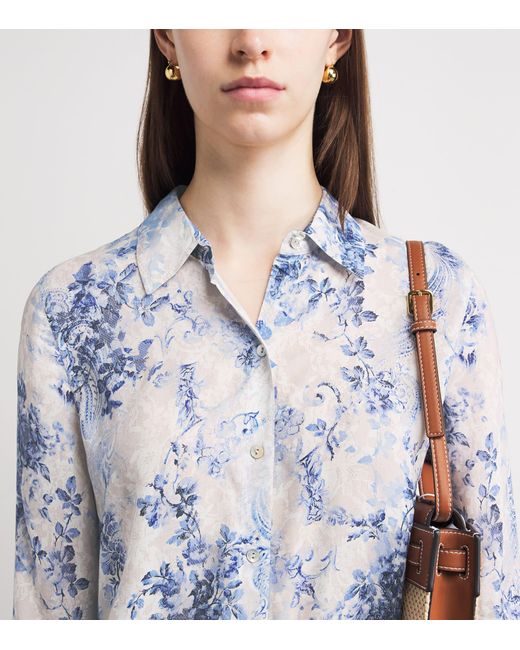 L'Agence Blue Satin Printed Camille Blouse