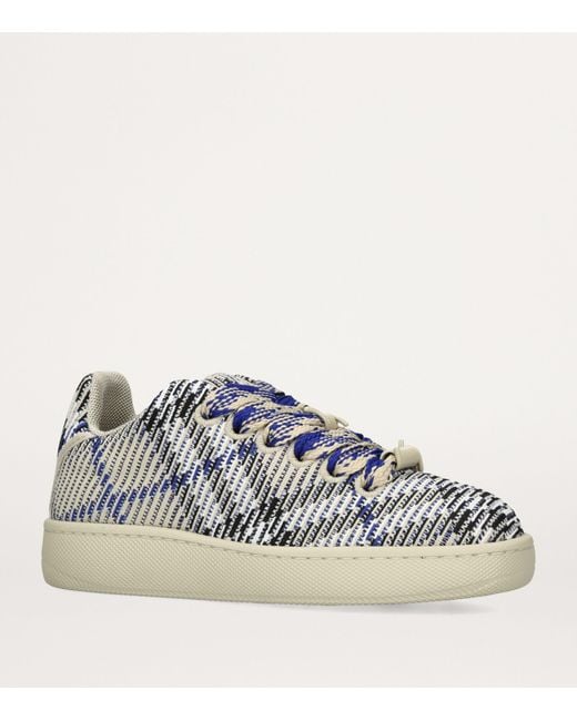 Burberry Blue Check-knit Box Sneakers