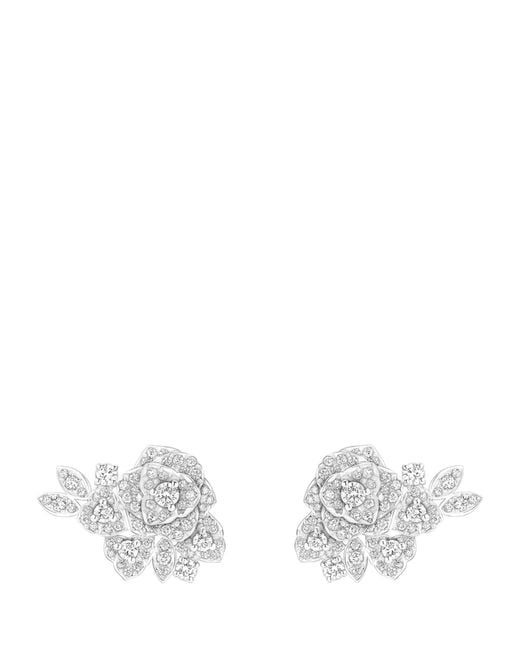Piaget White Gold And Diamond Rose Earrings