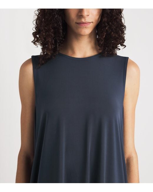 Issey Miyake Blue Drape Jersey Sleeveless Midi Dress