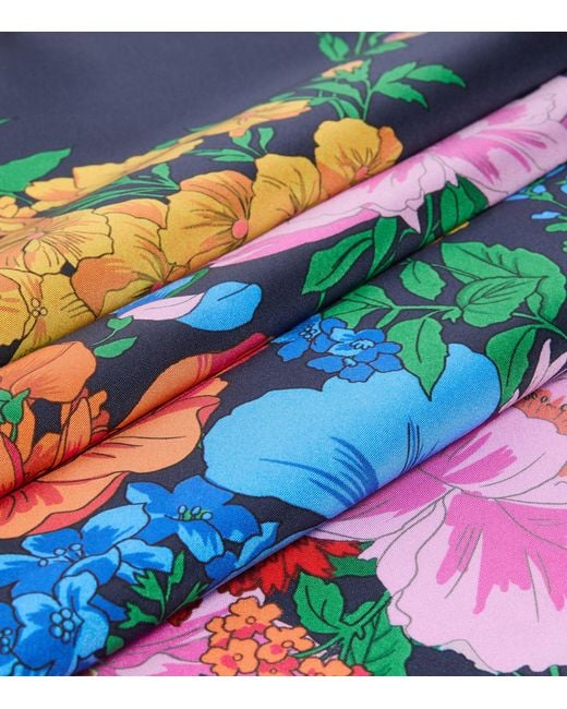 Weekend by Maxmara Blue Silk Floral Print Scarf