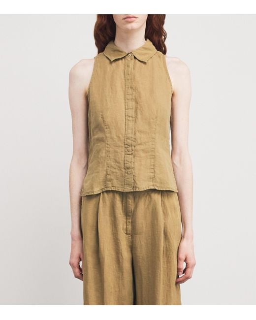 MAX&Co. Natural Linen Collar Top