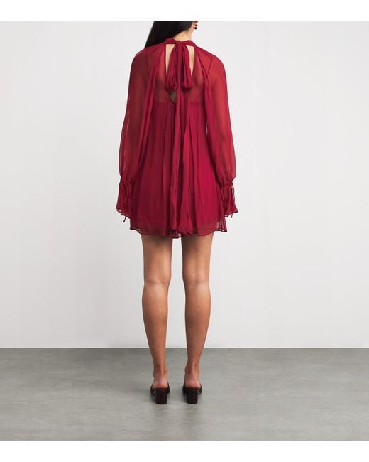 Staud Red Chiffon Roux Mini Dress