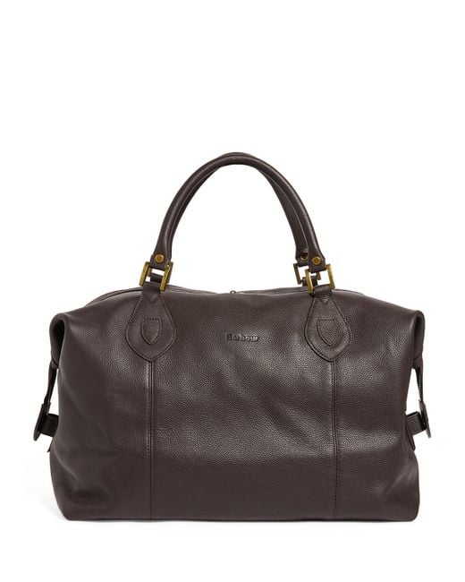 Barbour Brown Medium Leather Explorer Holdall for men