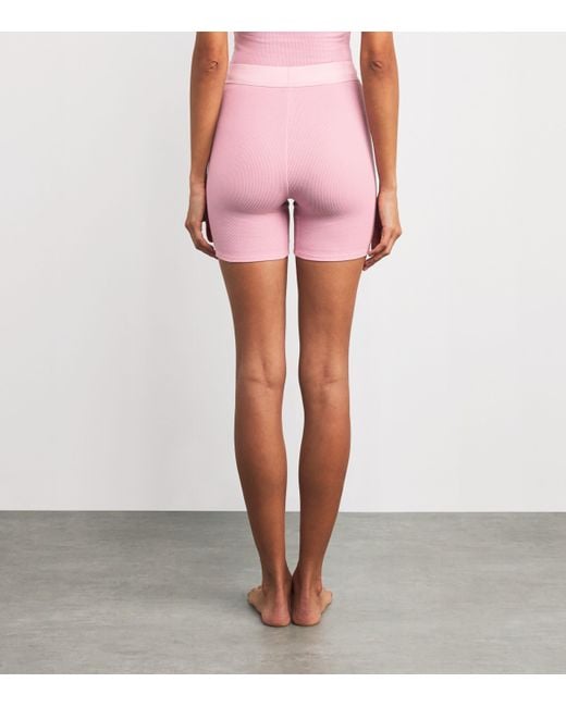 Skims Red Stretch-Cotton Ribbed Boxer Shorts
