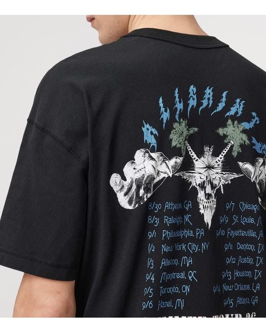 AllSaints Black Organic Cotton Palm Ripper T-Shirt for men