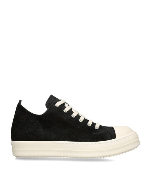 Rick Owens Black Suede Classic Low-Top Sneakers for men