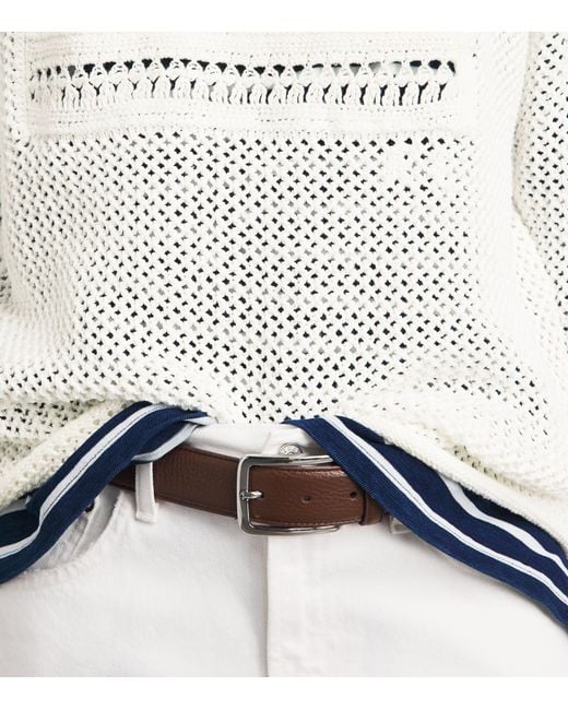 Polo Ralph Lauren White Cotton Open-Work American Flag Sweater
