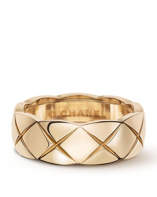 Chanel Metallic Small Beige Gold Coco Crush Ring