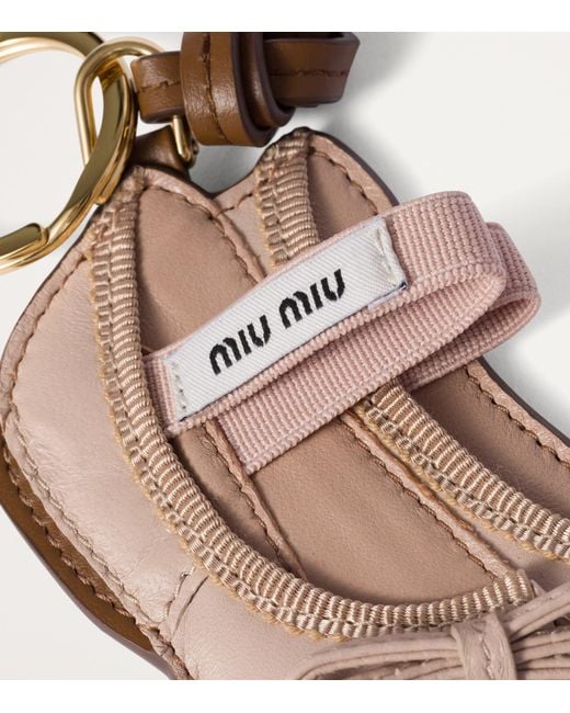 Miu Miu White Leather Ballet Flats Keychain