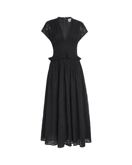 Tory Burch Black Broderie Anglaise Midi Dress