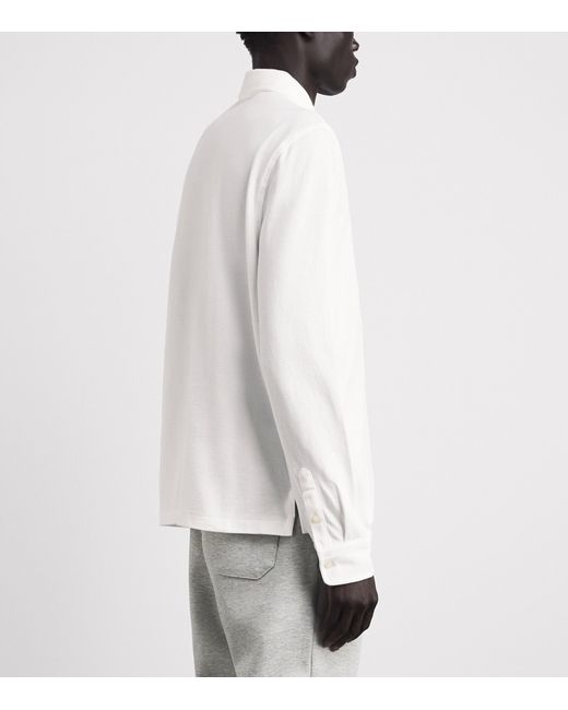 Polo Ralph Lauren White Cotton Mesh Long-Sleeve Polo Shirt for men