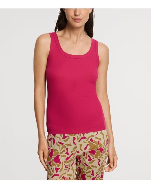 Hanro Pink Cotton-Blend Tank Top