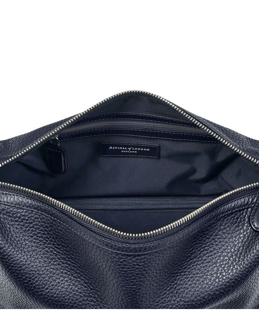 Aspinal Blue Leather Reporter Wash Bag for men