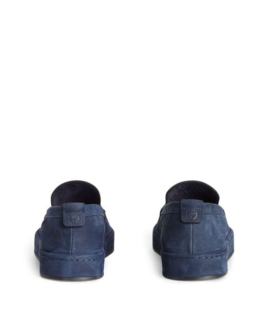 Giorgio Armani Blue Leather Loafers for men