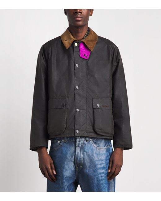 Barbour Black X Paul Smith Waxed Transport Windowpane Jacket for men