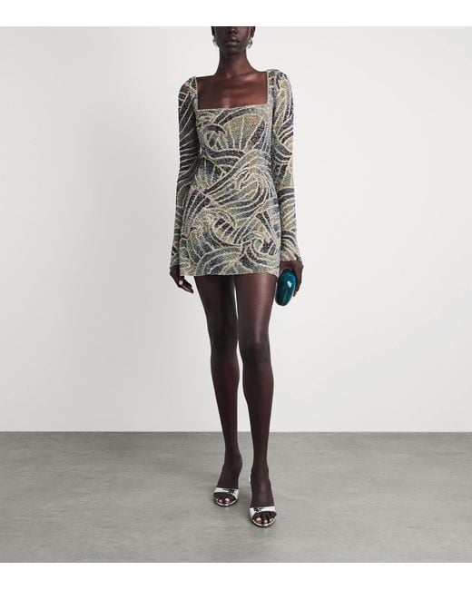 Clio Peppiatt Gray Beaded Mare Mini Dress