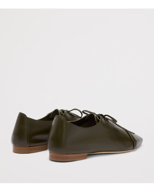 Malone Souliers Green Nappa Leather Lace-Up Jean Flats