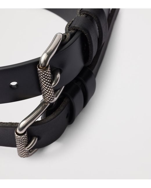 Prada Black Leather Double-Buckle Belt