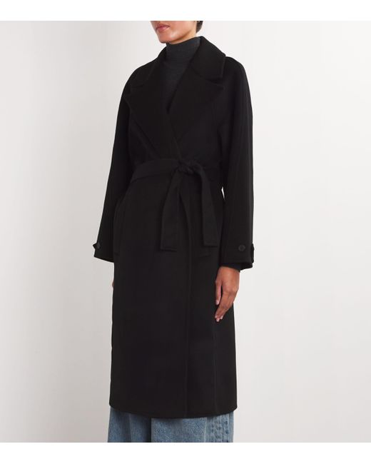 Maje Black Wool-Blend Double-Faced Coat