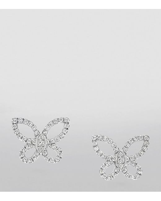 Graff White Mini And Diamond Butterfly Earrings