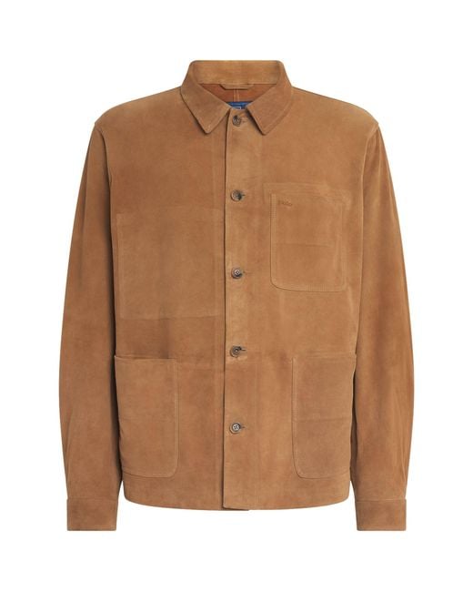 Polo Ralph Lauren Brown Suede Patch-Pocket Overshirt for men