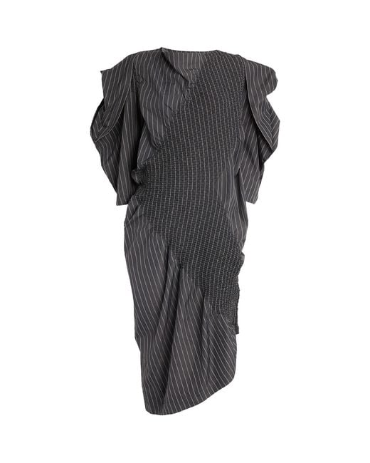 Issey Miyake Gray Oversized Contraction Midi Dress