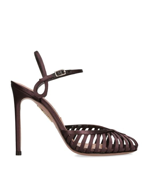 Aquazzura Brown Satin Sweet Surrender Pumps 105