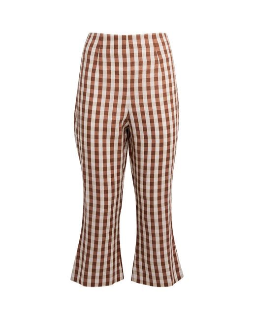 Faithfull The Brand White Linen Gingham Valeria Capri Trousers