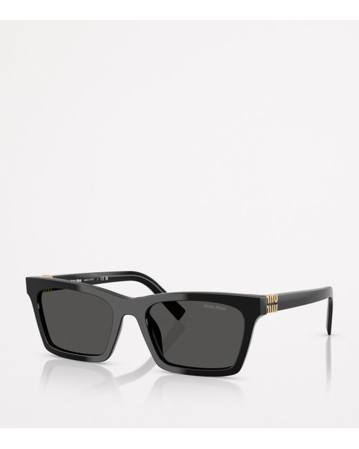Miu Miu Black Acetate Rectangular Sunglasses