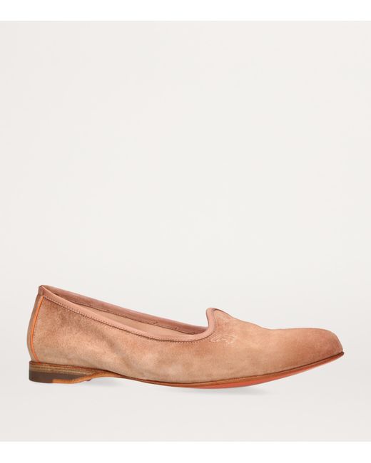 Santoni Brown Suede Loafers