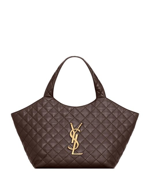 Saint Laurent Brown Medium Icare Quilted Tote Bag