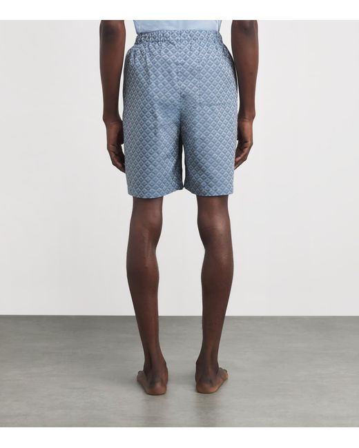 Harrods Blue Cotton Geometric Logo Pyjama Shorts for men