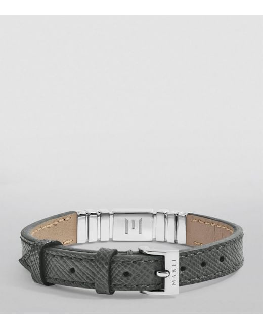 Marli New York Gray And Saffiano Leather Unii Bracelet for men