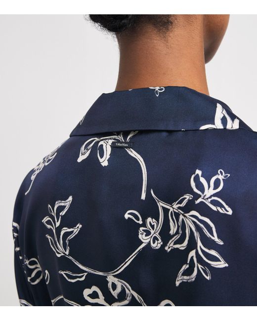 Max Mara Blue Silk Kaftan Midi Dress