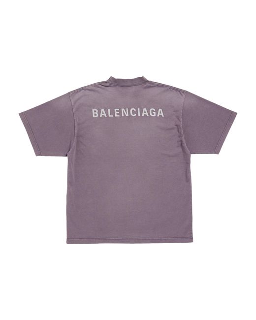 Balenciaga Purple Cotton Logo T-shirt for men